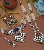 Multi color long and choker kundan necklace set