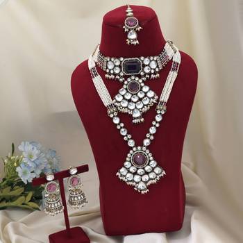 Multi color long and choker kundan necklace set 2