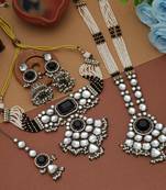Black color long and choker kundan necklace set
