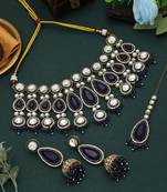 Blue color kundan necklace set