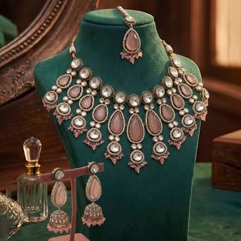 Light pink color kundan necklace set 2