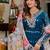 Teal Color Thread With Sequence Work Georgette Gown Bottom Set