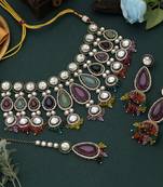 Multi color kundan necklace set