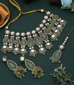 Pista green color kundan necklace set