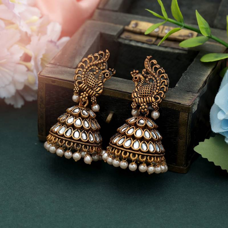White color oxidised earrings