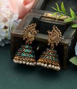 Green color oxidised earrings