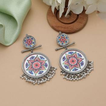 Multi color meena work oxidised earrings 2