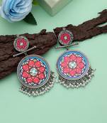 Multi color meena work oxidised earrings