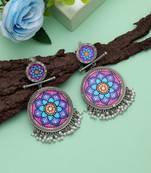 Multi color meena work oxidised earrings