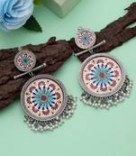Multi color meena work oxidised earrings