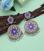 Multi color meena work oxidised earrings