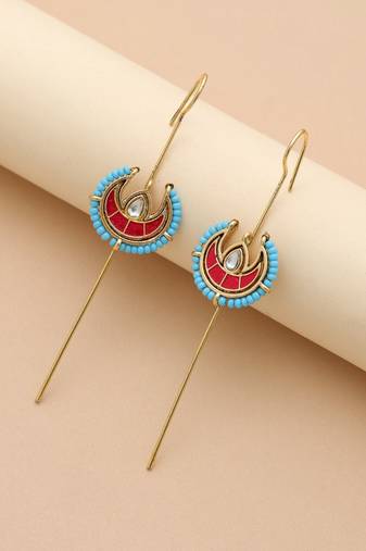 Rani color meena work oxidised ear cuff