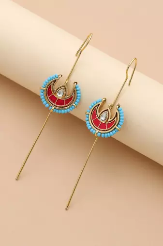 Rani color meena work oxidised ear cuff
