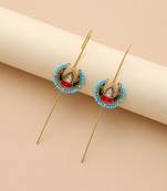 Rani & green color meena work oxidised ear cuff