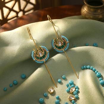 Green color meena work oxidised ear cuff 2