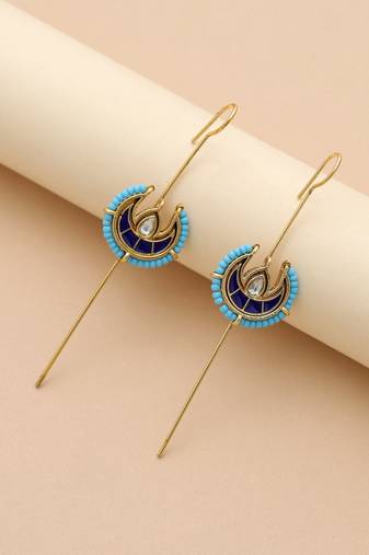 Blue color meena work oxidised ear cuff