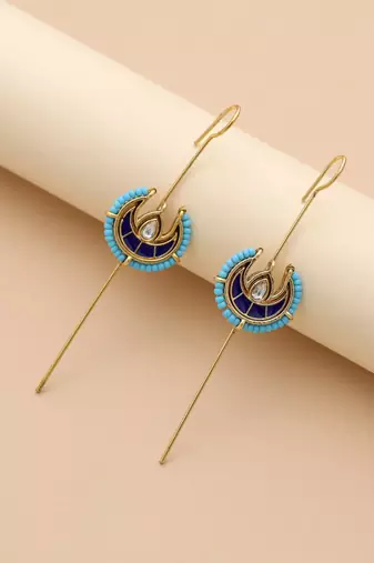 Blue color meena work oxidised ear cuff