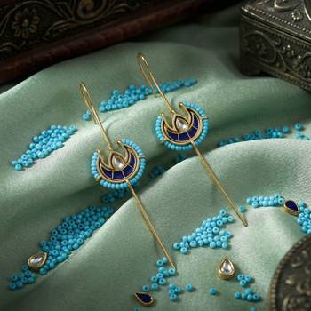 Blue color meena work oxidised ear cuff 2