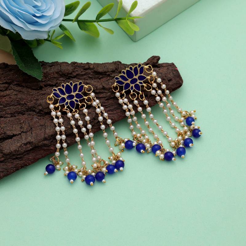 Blue color meenakari earrings