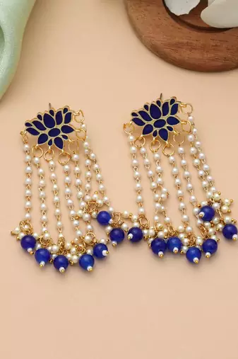 Blue color meenakari earrings
