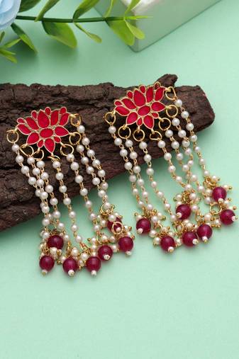 Rani color meenakari earrings