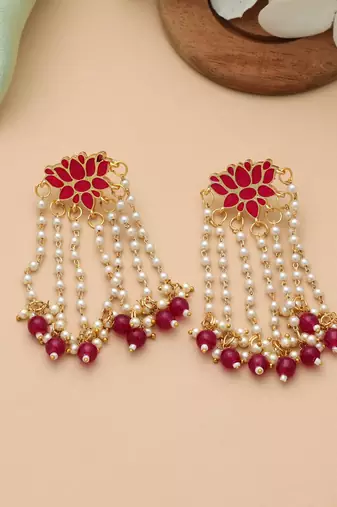 Rani color meenakari earrings