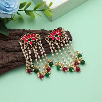 Rani & green color meenakari earrings 1