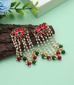 Rani & green color meenakari earrings