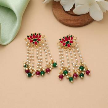 Rani & green color meenakari earrings 2