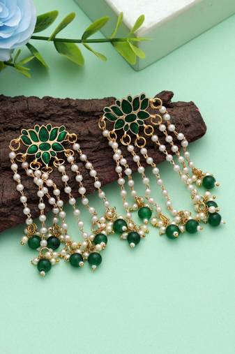 Green color meenakari earrings