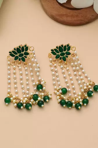 Green color meenakari earrings