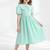 Mint green solid plain cotton fabric a-line casual girls dress