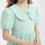 Mint green solid plain cotton fabric a-line casual girls dress