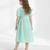 Mint green solid plain cotton fabric a-line casual girls dress