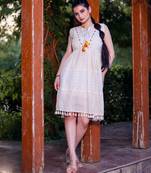 Hand work khadi cotton short dress