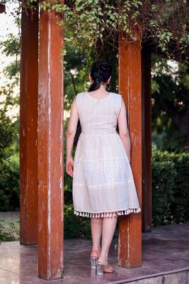 Hand work khadi cotton short dress 5