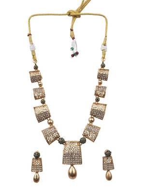 Designer green gold plated ad stone set 1