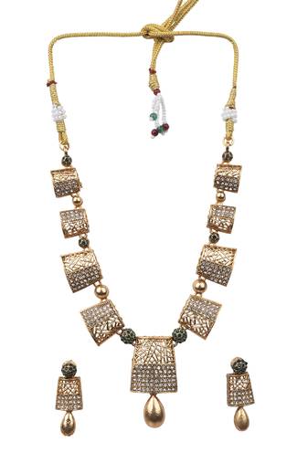 Designer green gold plated ad stone set