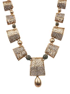 Designer green gold plated ad stone set 2
