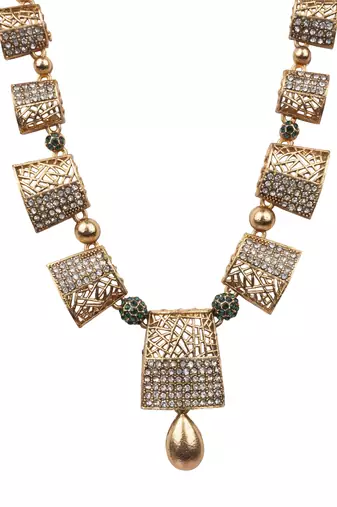 Designer green gold plated ad stone set