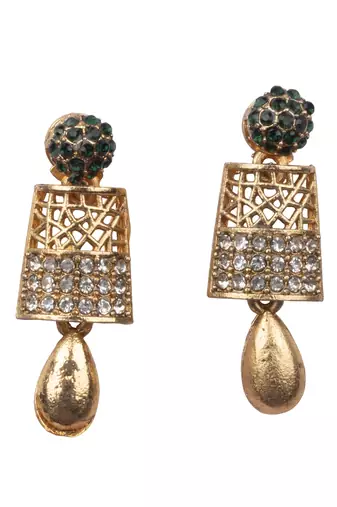 Designer green gold plated ad stone set