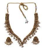 Gold plated pearl temple necklace se