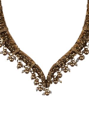 Gold plated pearl temple necklace se 2