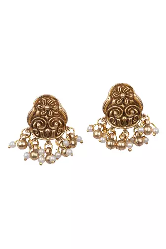 Gold plated pearl temple necklace se