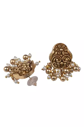 Gold plated pearl temple necklace se