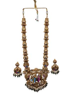 Heritage temple jewelry set south indian gold plated necklace set 1
