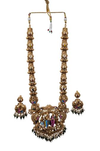 Heritage temple jewelry set south indian gold plated necklace set