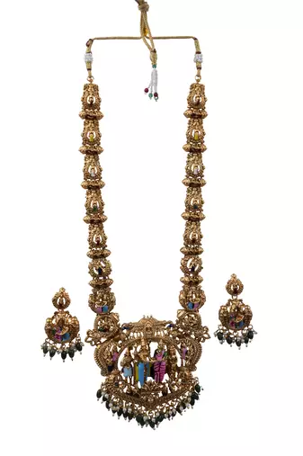 Heritage temple jewelry set south indian gold plated necklace set