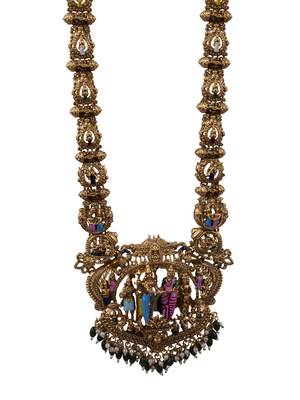 Heritage temple jewelry set south indian gold plated necklace set 2