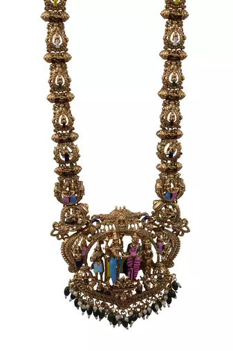 Heritage temple jewelry set south indian gold plated necklace set